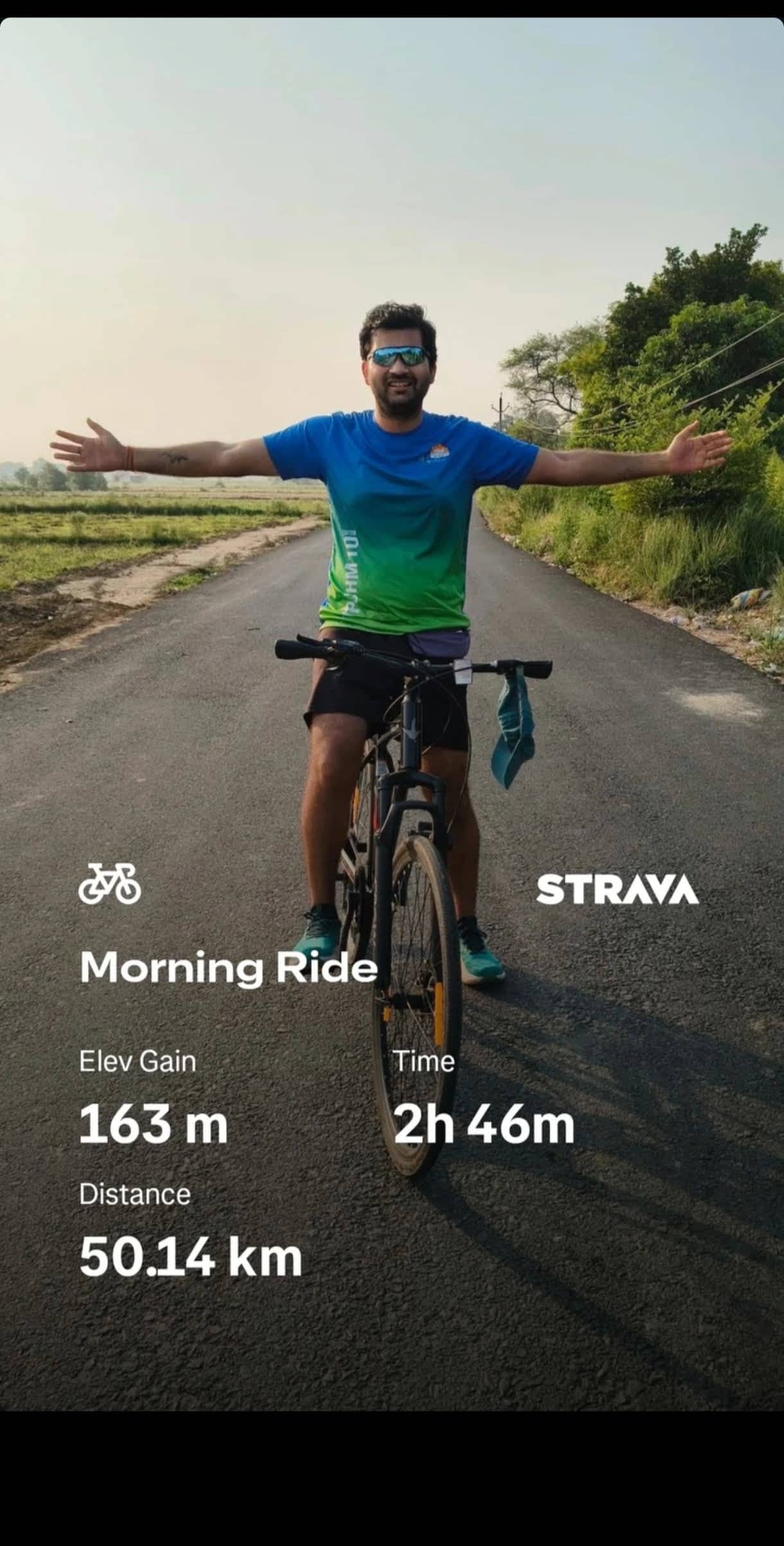 Cyclist on winding forest road